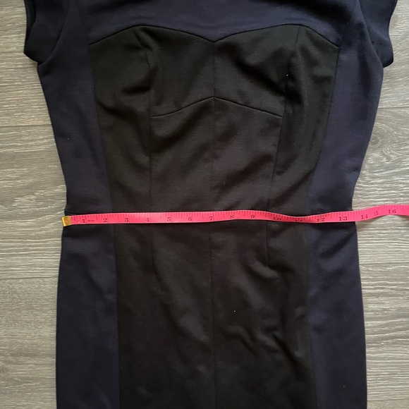 Rebecca Taylor Navy Black Bodycon Career Professional Cap Sleeve Dress Size 4 - Picture 6 of 9